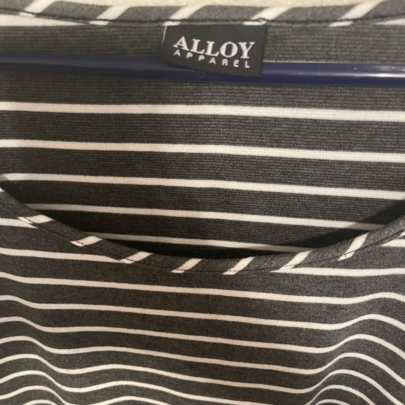 Alloy Gray and White Striped Midi Dress - Picture 3 of 4